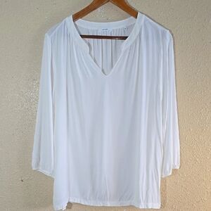 Opus White V-Neck Blouse